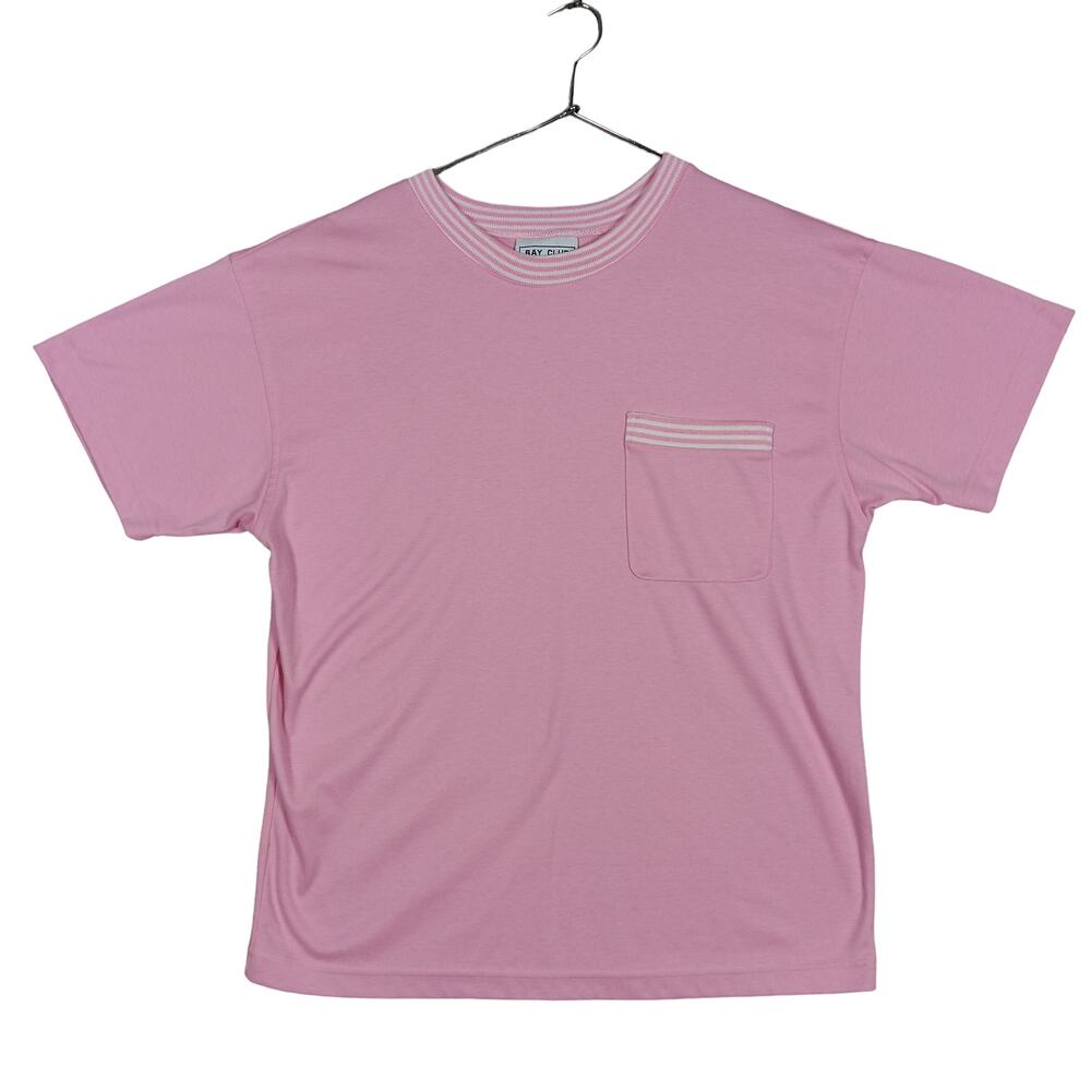 Vintage 90s Bay Club Tee Top Size XL Pink Short Sleeve Crewneck Pullover